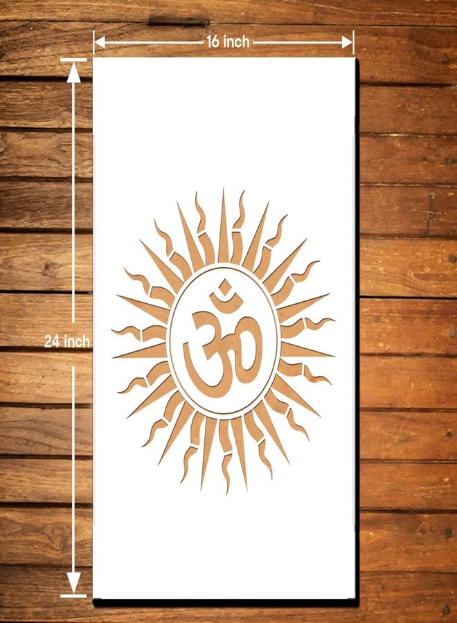 ARandNJ Stencils for Wall Painting Pack of 1 (Size:- 16X24 Inch) Pattern Theme - Om with Sun DIY Reusable Design Suitable for Home Wall Decor - Image 2